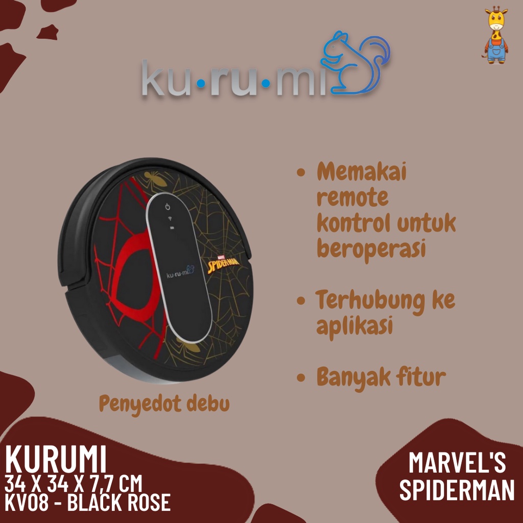 Marvel's Spiderman Kurumi KV08 Robot Vacuum Cleaner - Penyedot Debu