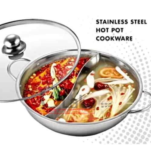 PANCI HOTPOT SEKAT STAINLESS POT SUKI SHABU KUAH SUP STEAMBOAT 2 RASA FLAVOUR CH-4513