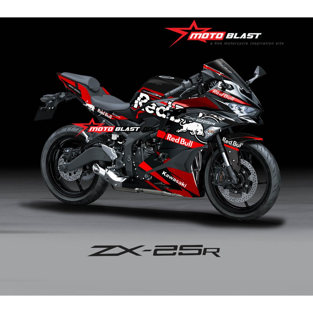 Decal Stiker Motoblast - Ninja ZX25R RedBull Black Red