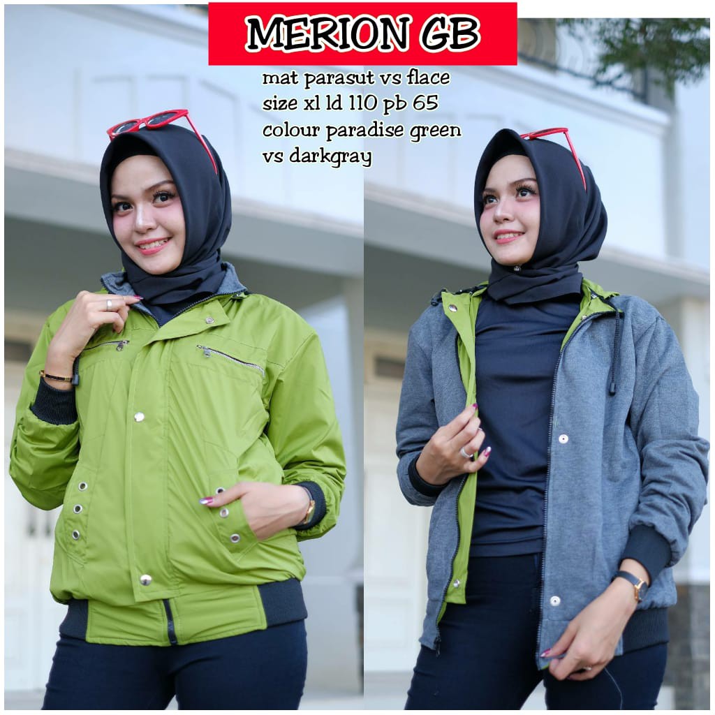 Jaket Wanita Parasut Bolak Balik Hoodie | Jaket Wanita Parasut Polos