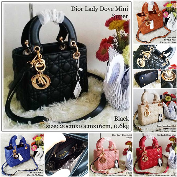 GRATIS ONGKIR TAS SELEMPANG WANITA IMPORT BRANDED DIOR LADY DOVE MINI SUPER & LEMBUT SLING BAG AA017