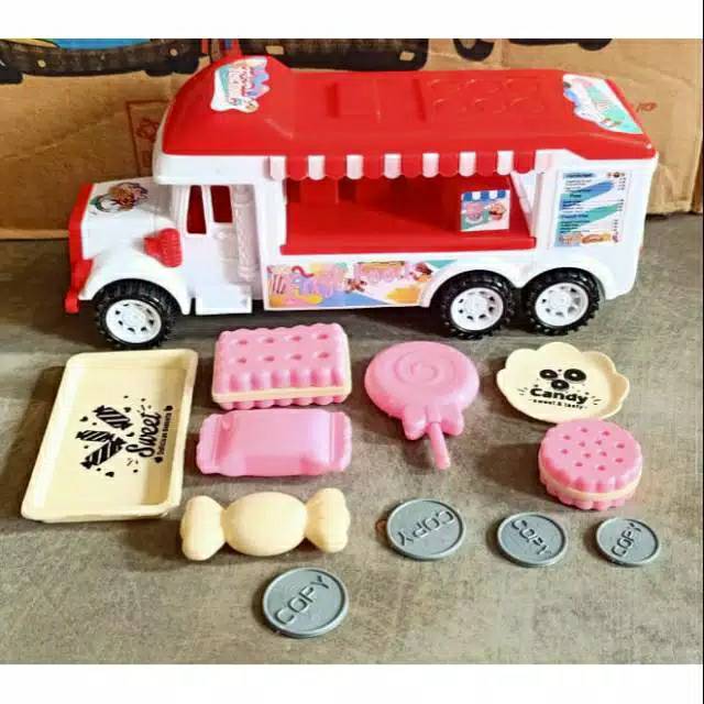 Mainan es krim truck dan permen / ice cream truck and candy / mainan mobil jualan permen