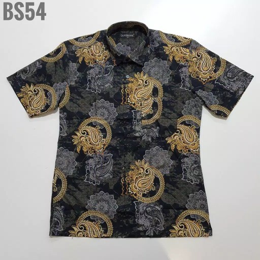 Kemeja Batik Pria Lengan Pendek Bs54 Katun Motif Modern Dixmont Semi Slimfit Premium