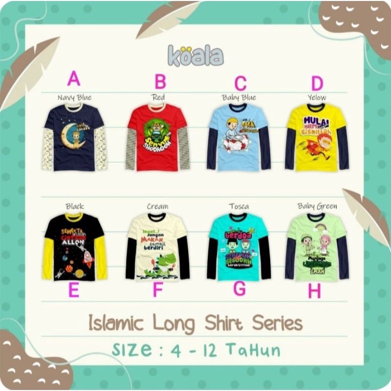 KAOS KOALA ISLAMIC LONG SHIRT SERIES SIZE 4-13 Tahun by hoolahop bumblebee