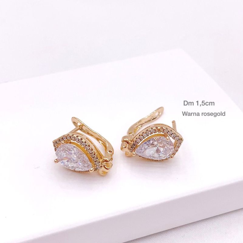 Anting Silver925 Perak Mata Kilau mirip emas asli anting silver Anti Karat anti alergi berlian kilap AN402