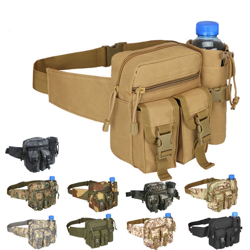 Tas Pinggang Pria Dengan Tempat Botol Minum / Tas Pinggang Pria Army / Tas Pinggang Tactical / Crossbody Bag