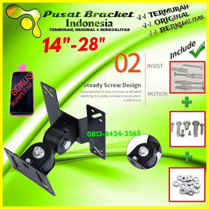 Bracket Tv Swifle 14&quot;-28&quot; Fleksible | PREMIUM MODEL | IZ.SWFO-001