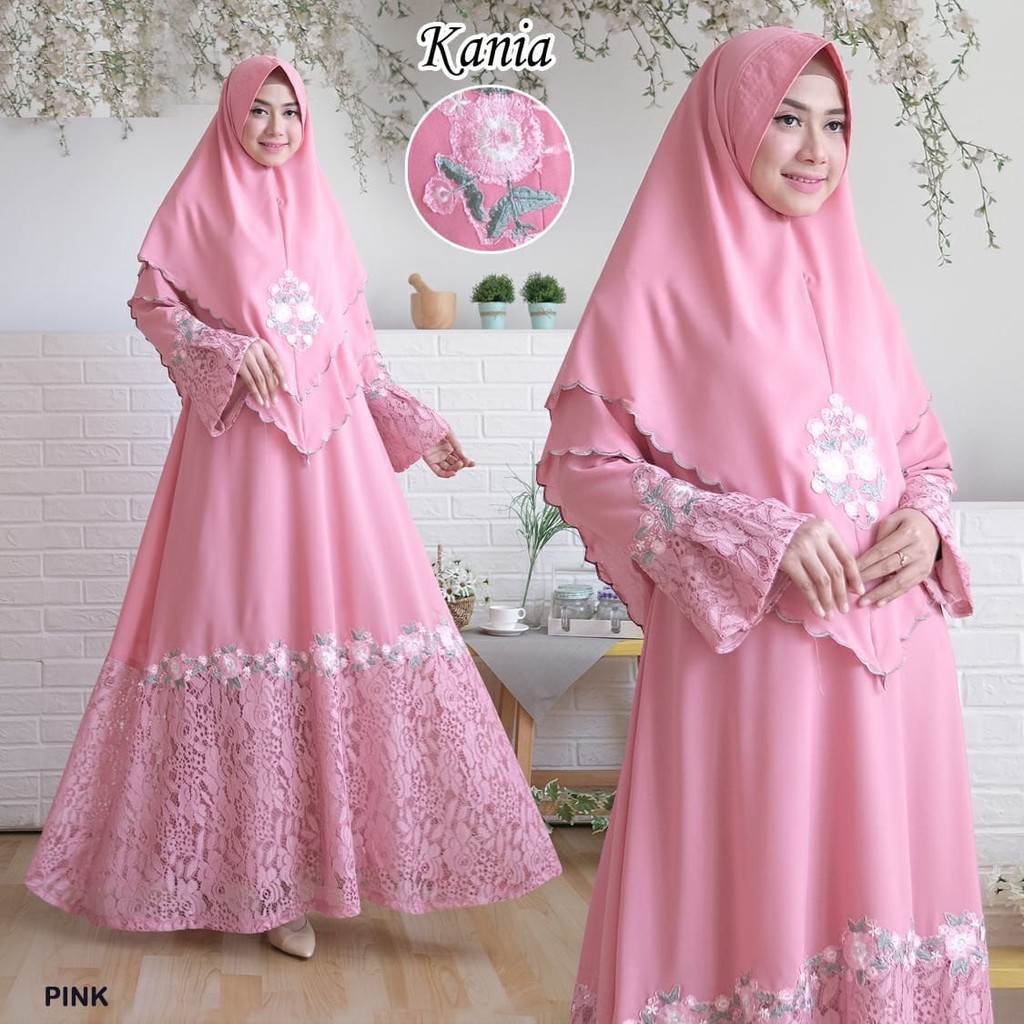 GAMIS PESTA SYARI BRUKAT BORDIR KANIA / GAMIS PESTA JUMBO LD 120