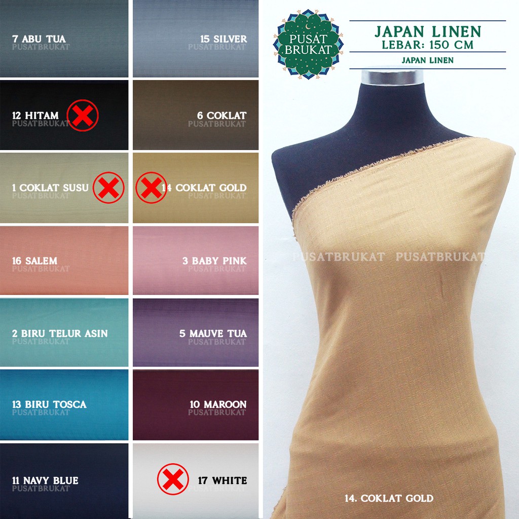 JAPAN LINEN - KAIN LINEN JEPANG POLOS [harga per 0.5m]