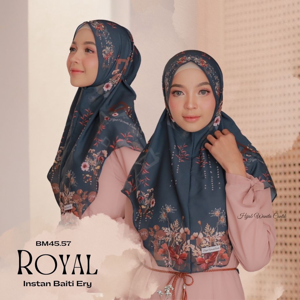 Hijabwanitacantik - Instan Baiti Ery BM45.57 ROYAL | Hijab Instan Bergo | Jilbab Instan Motif Printing Premium