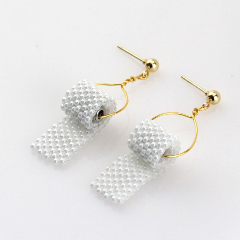 SIY  Pearl Toilet Paper Ear Hooks 3D Paper Earrings Roll Ear Drops Jewellery Gifts