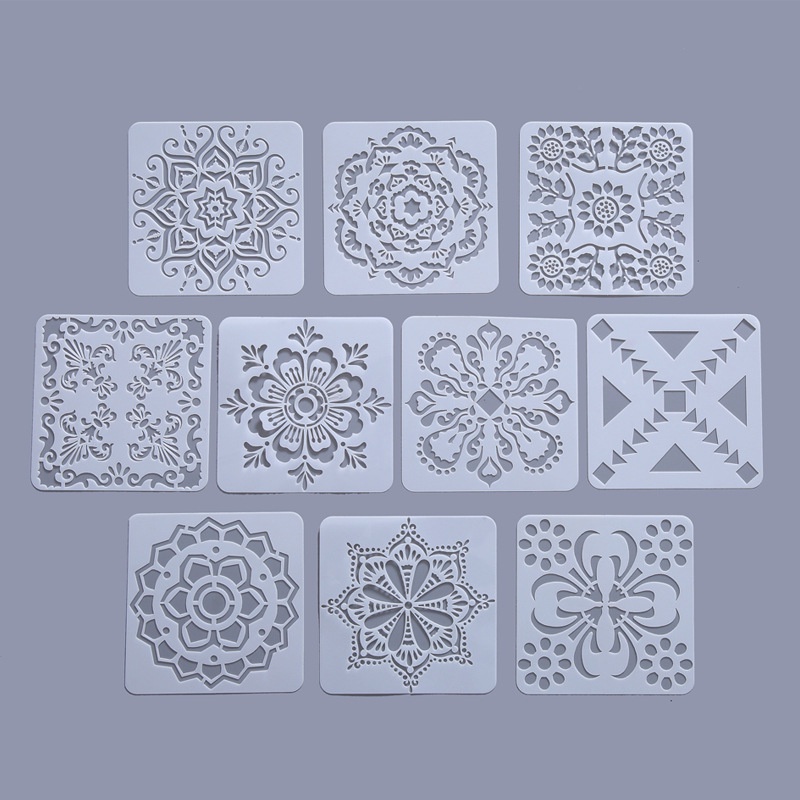 10 / 15 Lembar Template Lukisan Dinding Desain Mandala Model Hollow Untuk Dekorasi Mebel