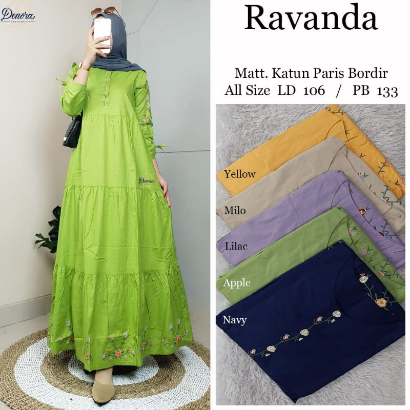 GAMIS KATUN PARIS POLOS MIX BORDIR SUPER CANTIK RAVANDA BY DENORA