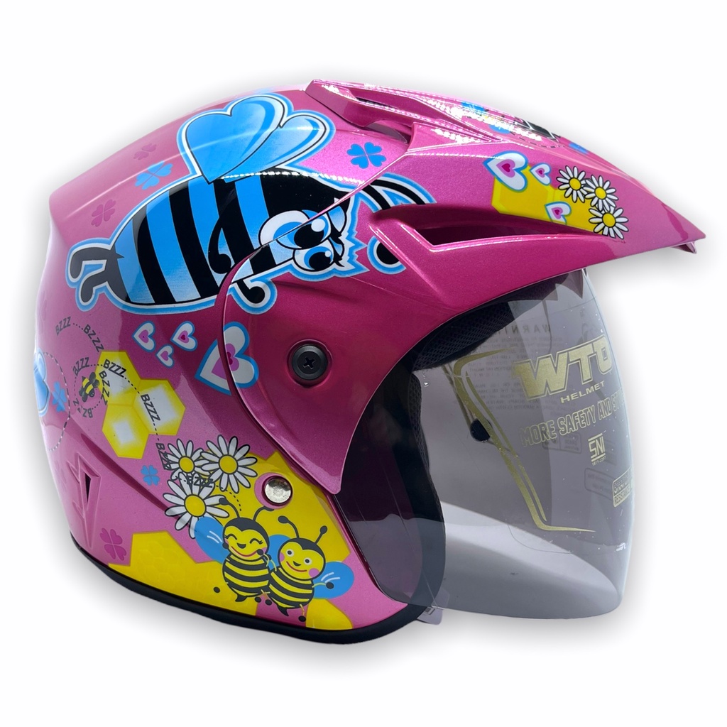 Helm WTO Z1R Pet - Bee In Love - Pink Met - Half Face ALL SIZE