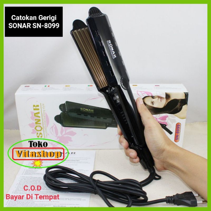 Catokan Rambut SONAR SN-8099 GERIGI Catok Genteng Temperatur Suhu Plat Lebar