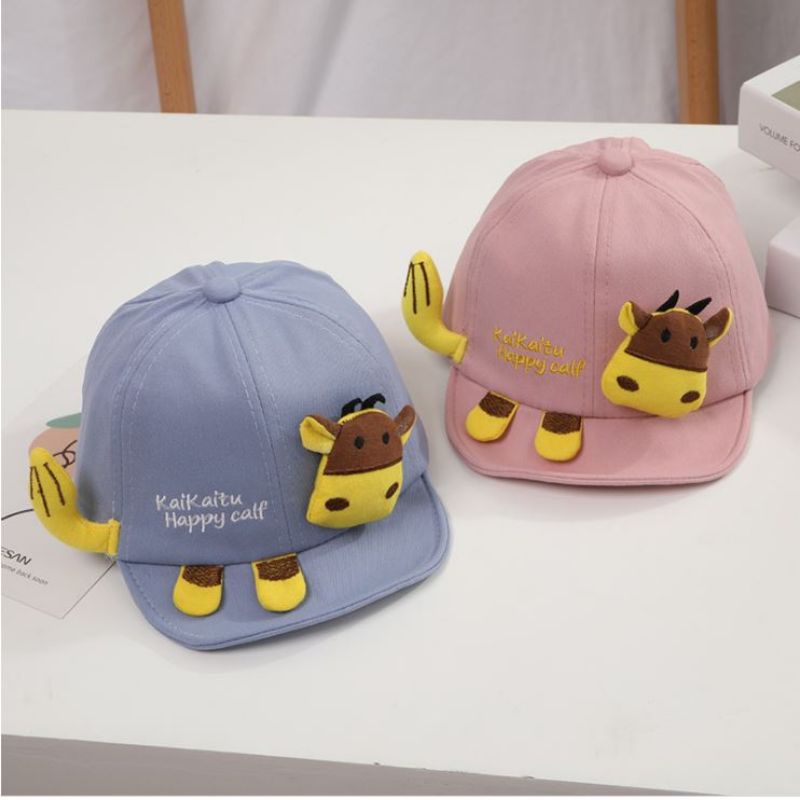 Topi Anak Bayi Baseball Motif Cow Happy Calf Impor Murah