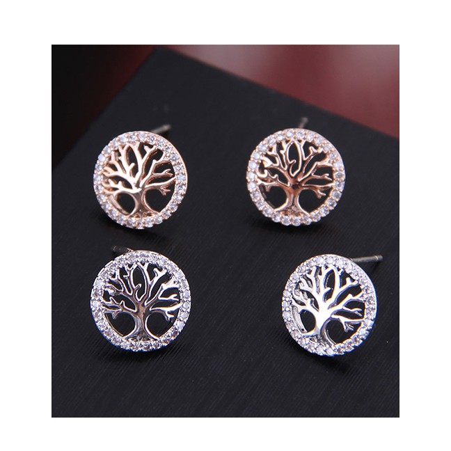 LRC Anting Tusuk Fashion Silver 925 Silver Needle Copper Micro-inlaid Zircon Christmas Tree Stud