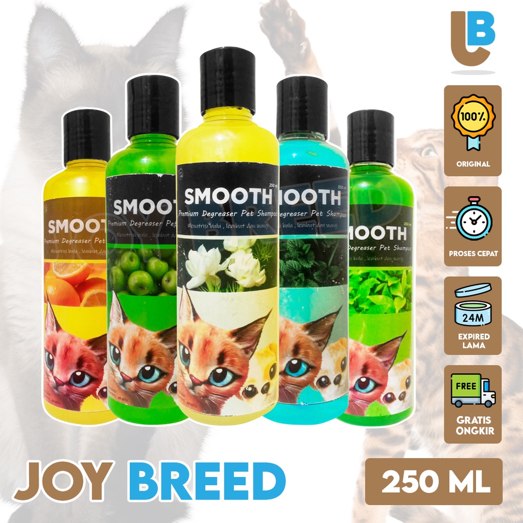 SHAMPOO KUCING SMOOTH SHAMPOO DEGREASER KUCING ANJING WANGI KEMASAN 250ML | JOY BREED