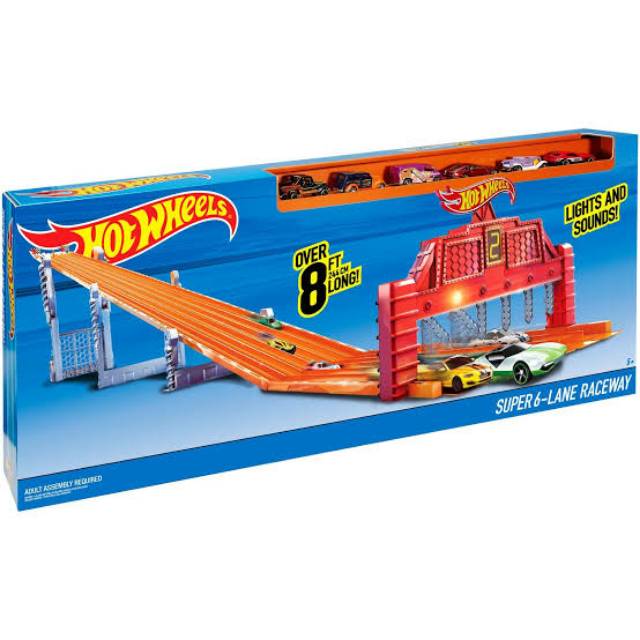 Track Hot Wheels super 6 Lane Raceway jalanan hotwheels besar balap mainan panjang trackset balapan