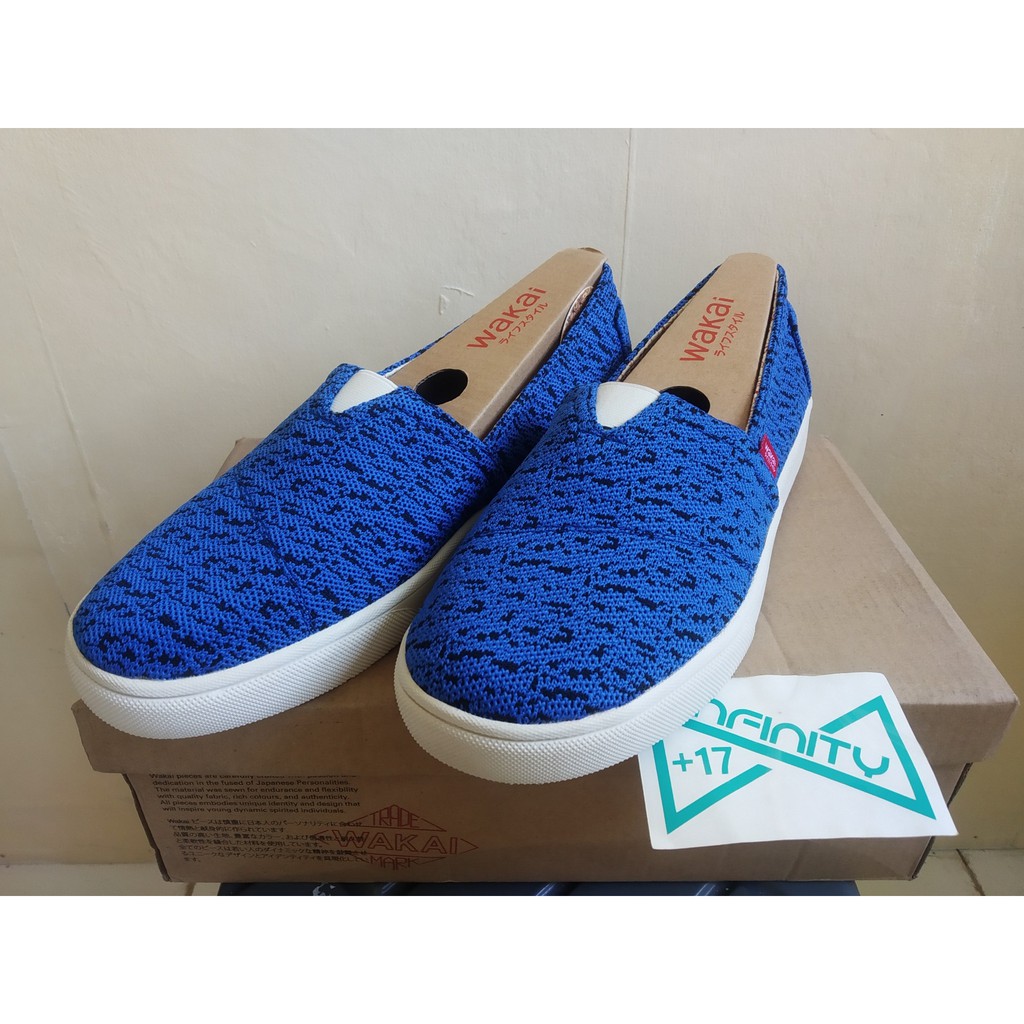 Wakai Original Hashigo Weave Blue Men/Women - Sepatu Wakai Slip On Pria/Wanita