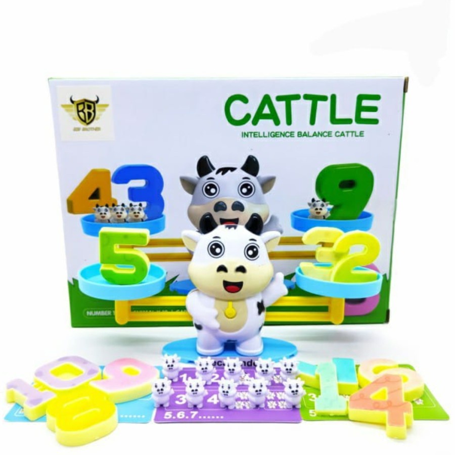 Mainan Edukasi Belajar Matematika Timbangan Berhitung Math Angka Number Karakter Sapi Cow Cattle Bal