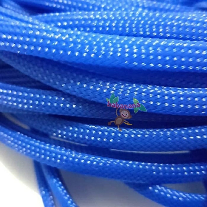 Pembungkus Kabel 4 mm Biru Tua Cable Sleeve braided nylon