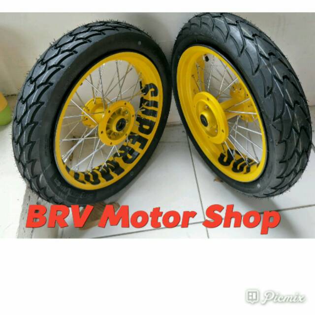 Sepaket Velg Super Moto Klx D Tracker 150 Velg Ring 17 Siap. pasang Paket Full Set Ring 17