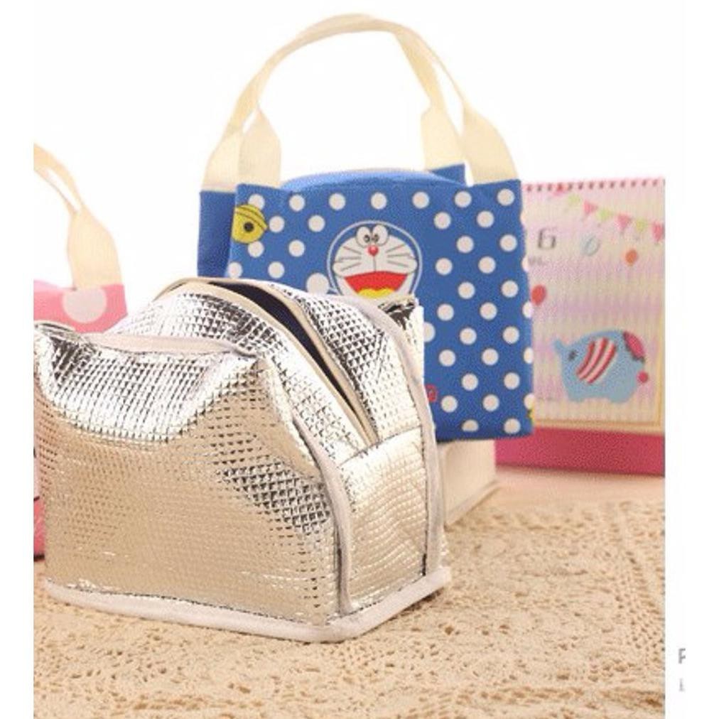 Tas bekal makanan tahan panas lunch bag kecil aluminium foil hangat anak laki-laki perempuan karakter gambar hewan lucu