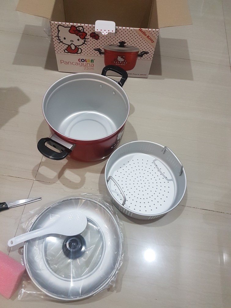 Panci Panca Guna / Panci Kukusan Hello Kitty 22cm Maspion Tutup Kaca