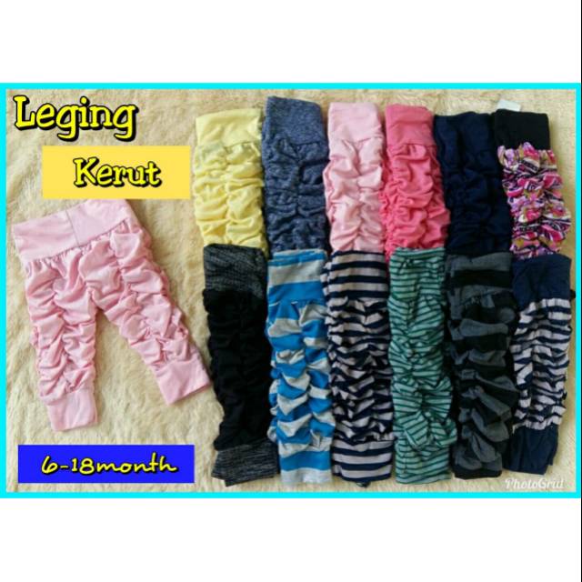 Celana Bayi Leging Kerut Usia 0-6 Bulan Legging Baby Ecer &amp; Grosir