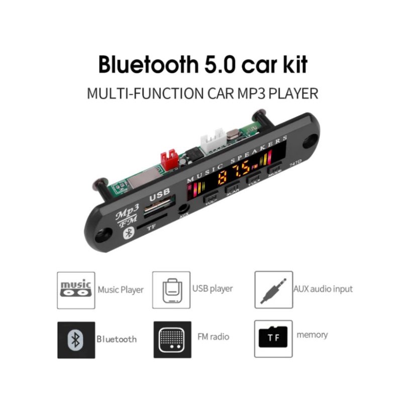 decoder WMA papan audio modul amplifier bluetooth MP3:MP5 USB Aux TF card micro SD tape radio mobil speaker car player decoding FM kit 5v - 12v