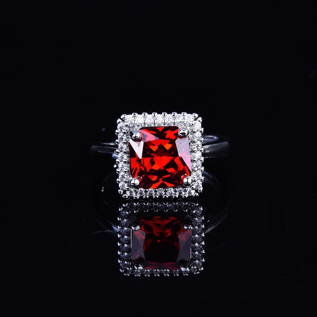 perak asli 925 cincin Wanita Kreatif Sederhana Kepribadian Retro Merah Batu Permata Cincin Dapat Disesuaikan Fashion Perhiasan