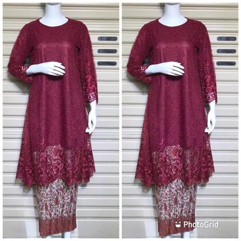 Legan Set Kebaya Tunik Bordir-Kebaya Bordir-Kebaya Tulle Bordir-Kebaya Wisuda