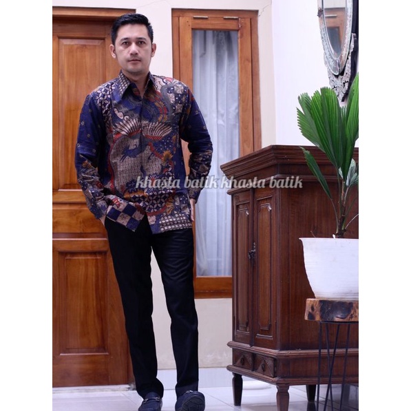 Wilalung Kemeja Batik Pria Lengan Panjang Lapis Furing Bahan Katun Halus Premium