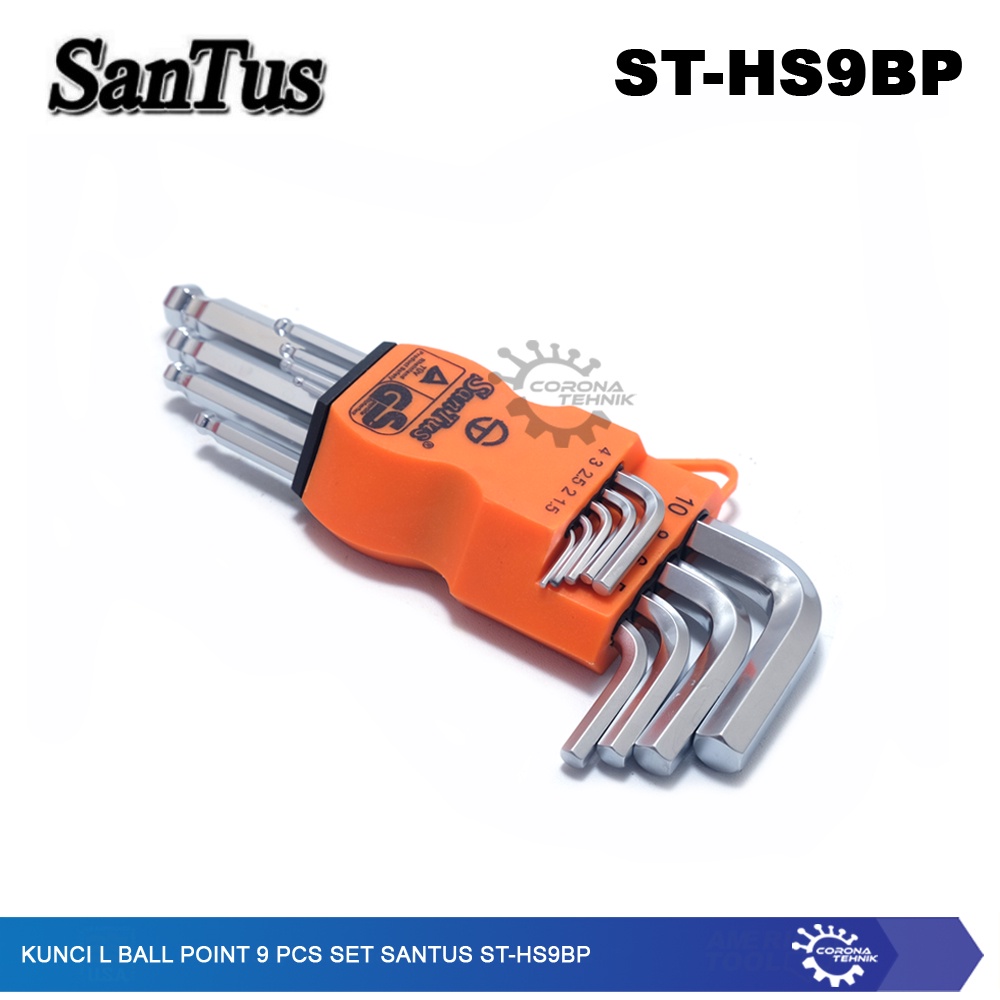 Santus ST-HS9BP ( MM ) - Kunci L Ball Point 9 Pcs Set