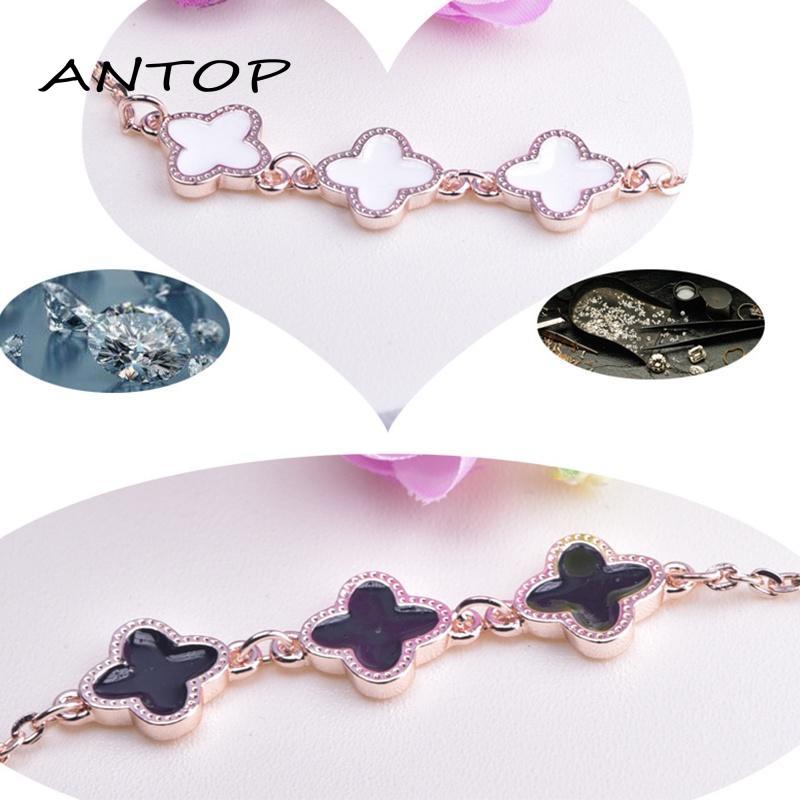 1 Pcs Korean Gelang Titanium Wanita Anti Karat Selamanya Semanggi Berdaun Empat Bracelet ANTOP