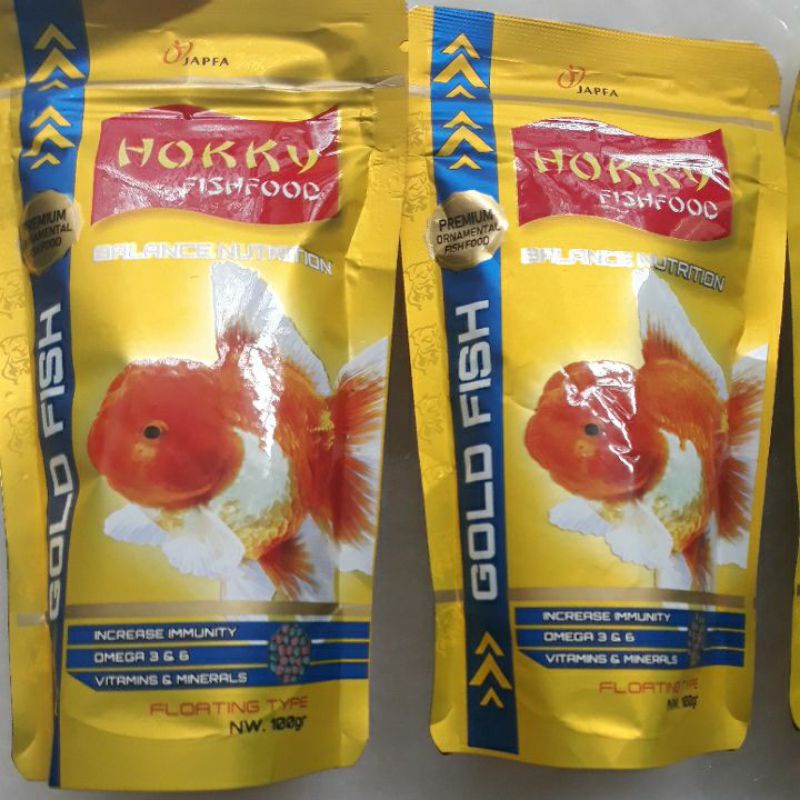 Hokky gold fish Premium 100gr 1mm, Pakan/makanan ikan