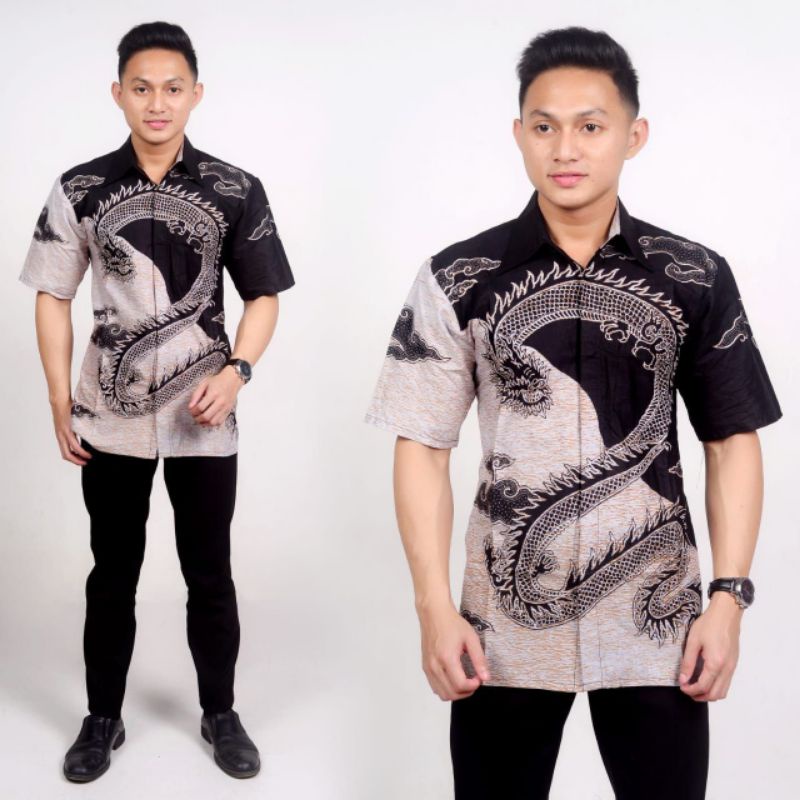 Batik hem Kemejan lengan pendek MONOCROM