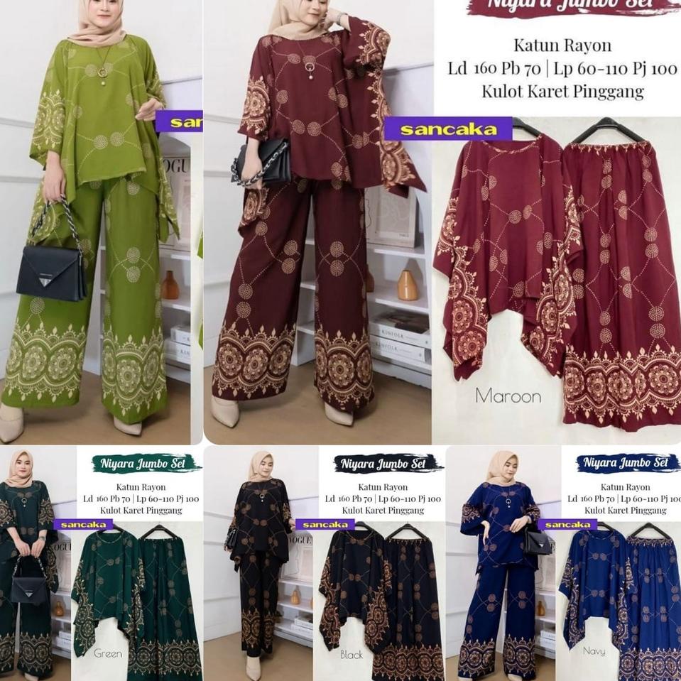 Langsung Beliii.. Setelan Jumbo Senaya Set Waka Waka Motif Bunga Ori Naura Size Jumbo Busui Resletin