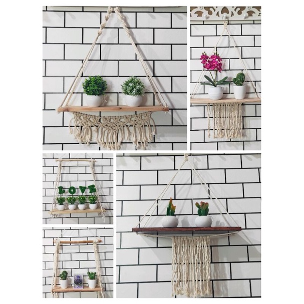 Ambalan minimalis kayu / rak gantung minimalis