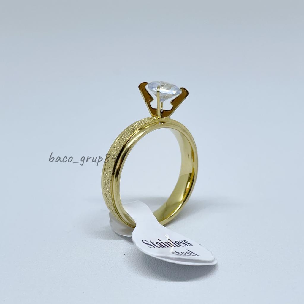 Cincin Titanium Gold Permata G14 Cincin Kawin Awet Lama Tidak Karatan Cincin Tunangan Gift