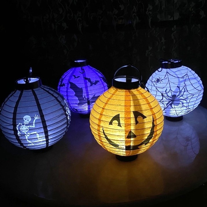 Lampion Halloween LED komplit Set Dekorasi Jack O Lantern Labu Halowen