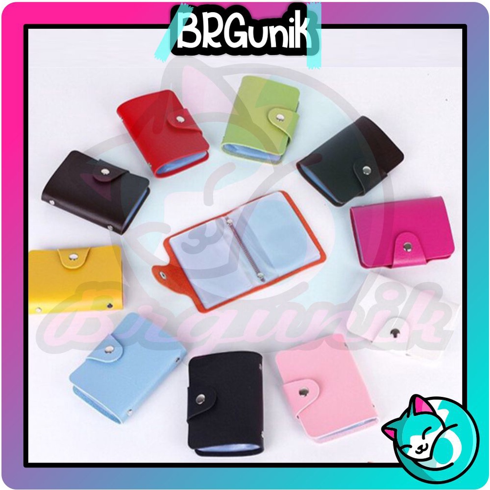 BRGUNIK Dompet Kartu Lipat 24 Slot Card Holder Mini Bahan Kulit D016