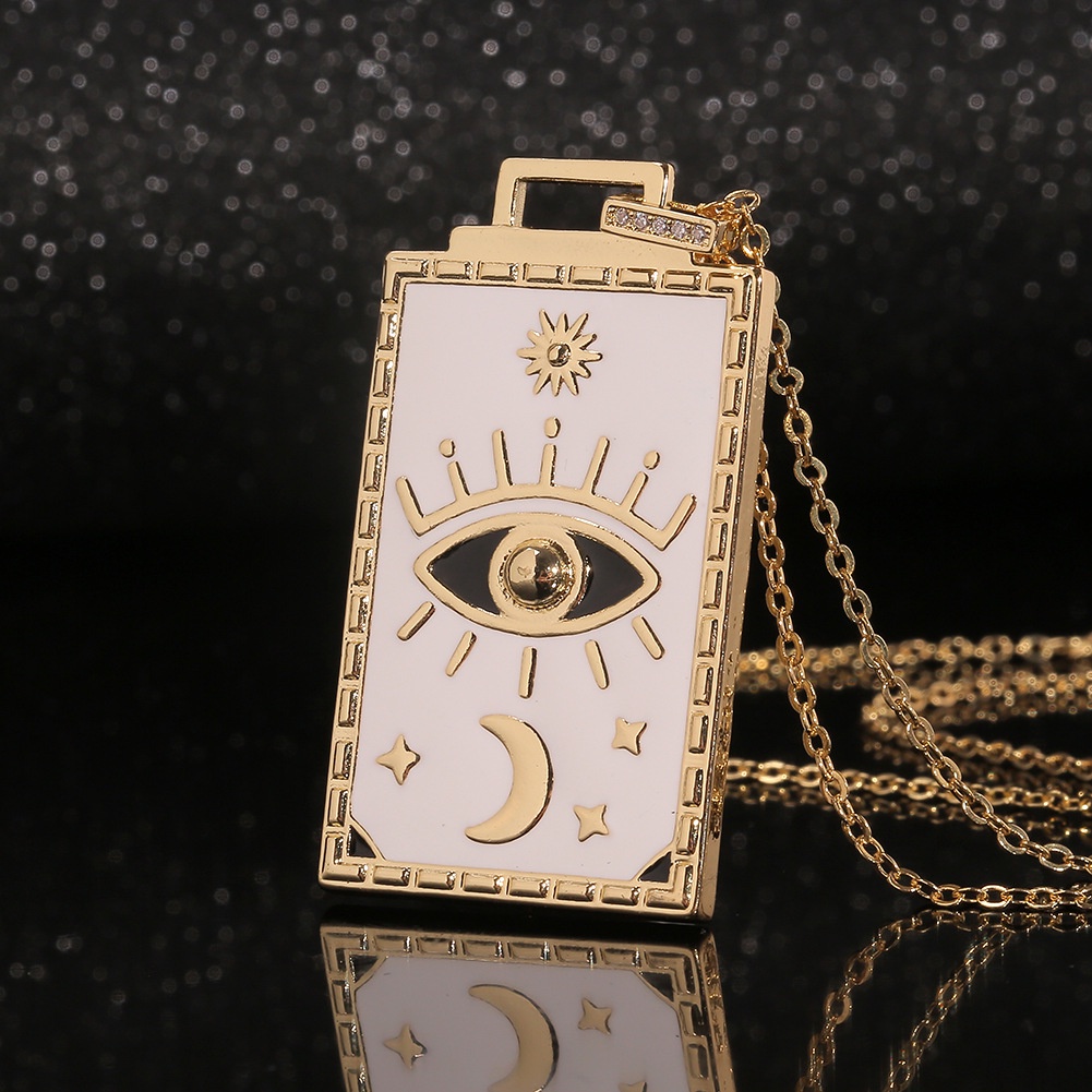 Kalung Rantai Dengan Liontin Mata Iblis + Bulan + Bintang Untuk Wanita