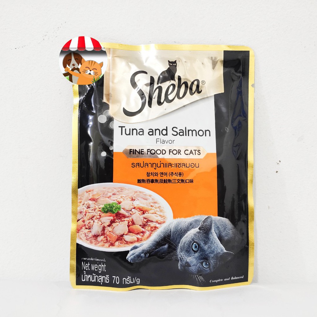 Sheba Pouch Makanan Kucing Basah rasa Tuna &amp; Salmon 70gr