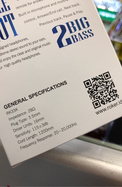 Headset ROKER RK33K 2big BASS DOUBLE SHOT with mic lenght 1200mm