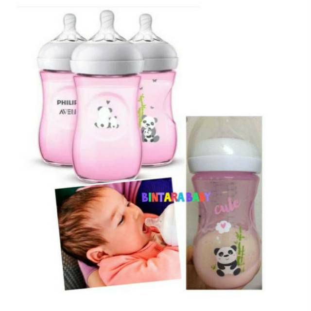 Botol Susu Philips Avent Natural Deco 260ml Pink Blue Philips Avent Wide neck 260ml motif / Botol Avent Natural 260ml