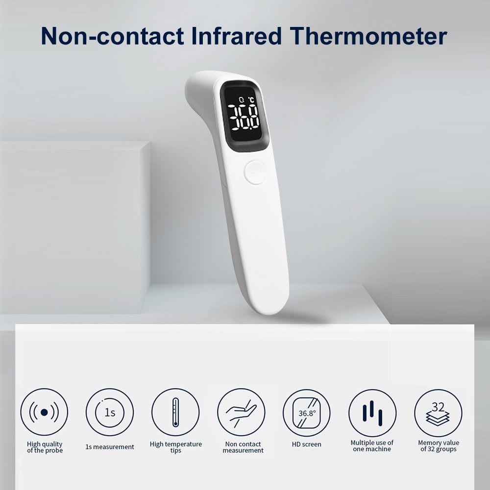 Thermometer Suhu Tubuh Digital Infrared Non Contact LED Pengukur Suhu Tubuh Inframerah - Putih