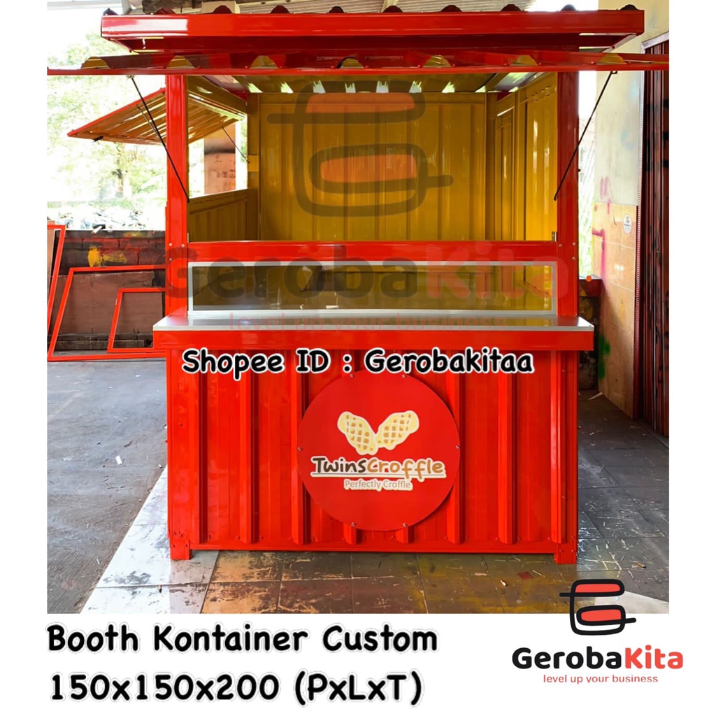 booth container custom kaca/ gerobak kontainer dengan kaca menu/ gerobakita