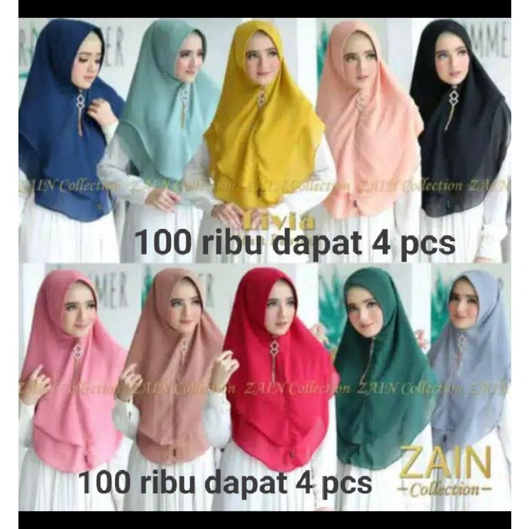 PROMOO..100 Ribu Dapat 4 pcs Hijab Instan Syar'i  2 layer Khimar Lina Livia /Hijab Syar'i/Hijab Musl